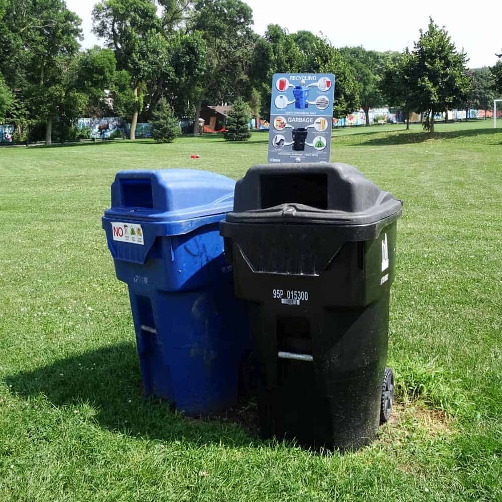 recycle bins in park